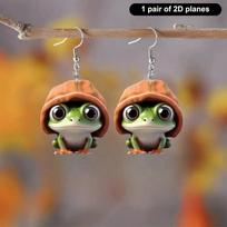 1 Pair Acrylic Frog Earrings, Cartoon Pattern Style, Creative Cute Animal Ear Decorations