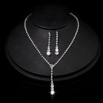 Elegant Water Drop Crystal Rhinestone Jewelry Set, Simple Luxury Necklace & Earrings for Wedding & Party Dresses