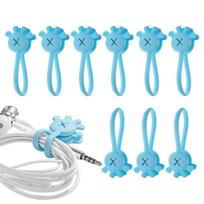 Magnetic Cord Ties 10X Palm Shape Silicone Twist Ties Cable Management Book Markers Reusable Cable Straps For Bundling And mėlyna