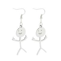 Personalized Middle Finger Stickman Pendant Necklace Stainless Steel Matchstick Hand Gesture Necklace Funny Doodle Necklace