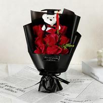 Lovely Bow Tie Bear Bear Graduation Bouquet Bear Animal Multifunctional Simulation Flower Bouquet Cartoon Bouquet Decoration