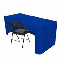 6FT Stretch Tablecloth Solid Color Spandex Table Cover Polyester Wrinkle Resistant Exhibition Table Decor Conference Table mėlyna