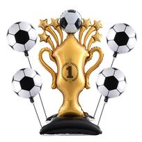 5Pcs Soccer Theme Foil Balloon Set, Jumbo Standing Champion Trophy & 18-Inch Football Mylar Balloons, Aesthetic Sports Event Dec Other
