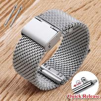 1.0 Milanese Mesh Loop Bracelet Stainless Steel Watch Band 18mm 20mm 22mm 24mm Wristband Quick Release Strap for DW for Omega 18mm sidabras