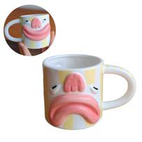 Portable Double-sided Ceramic Coffee Mug Colorful 310ml Cartoon Water Cup Cute Anti Slip Tea Cup Tableware <50ml