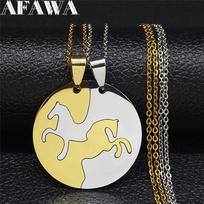 2 vnt. Žirgo nerūdijančio plieno pakabukas karoliai Moterims/Vyrams Gyvūno poros karoliai BFF Draugystės papuošalas Dovana collier N923S01