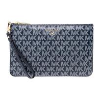 MICHAEL KORS Monogram Logo Zipper PVC Clutch Women's Blue mėlyna