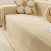 Herringbone Texture Chenille Couch Cover Solid Color Wear Resistant Sofa Cover With Tassel Edge Skin-friendly Sofa Blanket