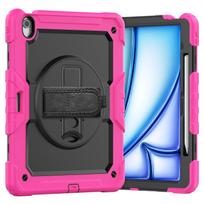 for iPad Air 13-inch M2 2026 , Military Grade Shockproof Protector Silicone Cover with Pencil Holder+Handle Shoulder Strap Cover iPad Air 13 M2 2024