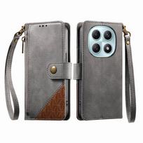 For Redmi 13 14 15 Note 10 JE 12 Turbo 13 14 15 Pro 5G Wallet Case, RFID Blocking 3 Card Holder Kickstand Shockproof Wrist Strap For Redmi 14C 4G pilka spalva