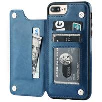 For iPhone 11 Pro XR XS Max 6s 7 8 Plus SE 2020 Wallet Case Luxury Slim Fit Premium Leather Card Slots Shockproof Flip Shell for iPhone 12 Pro mėlyna