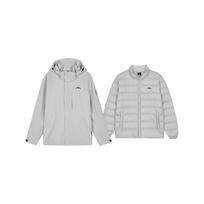 Skechers Magic Cube Series 3 In 1 Down Insulation Warm Windproof Waterproof Wear Resistant Jacket Men Jacket Moon-Gray L424M143-00MV S