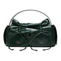 Acne Studios Knot Tie Studded Magnetic Closure Leather Tote Bag Women handbags Dark-Green A10432-AAX Basic Set (Bag+Dust Bag)