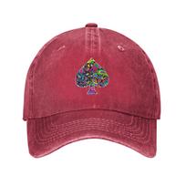 Colorful Fancy Spade Playing Card Symbol Hong Kong Style Baseball cap Sweat-Absorbing Band Children Denim Trucker Hat One Size