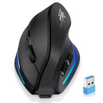 ECHTPower Ergonomic Wireless Mouse, Vertical Design, 2.4GHz Wireless, Silent, Neon LED, 6-Level DPI Adjustment, Type-C Rechargeable, Long Battery