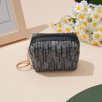 Embroidered Sequin Cute Zero Wallet Coin Purse Earphones Lipstick Organizer Bag Pendant with Keychain Kids Cute Purse Mini Purse