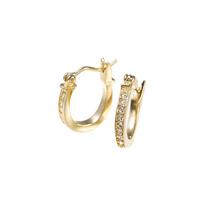 COACH Letter Engraving Pave Gold Plated Copper Earrings Women's Gold auksas