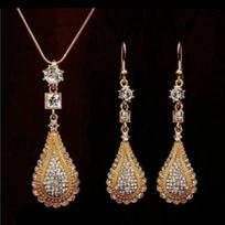 European & American Bridal Jewelry Set: Water Drop Necklace & Earrings