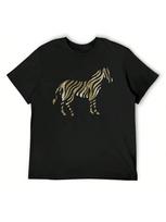Gold Glitter Zebra T-Shirt Customizeds Blouse Topping Summer Top unisex Clothes S
