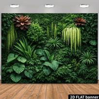 2D Lush Jungle Foliage Backdrop with Realistic Plants Photo Background 47.2x31.5inch/120*80cm