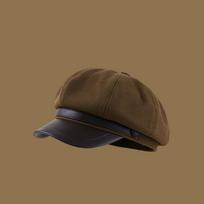 Autumn Winter Women's Beret Casual Painter Hat Elegant Pu Leather Beret  Lady
