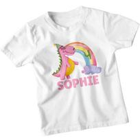 Personalised Sophie 4th Birthday Dinosaur Girls Kids T-Shirt Custom Name Tee 2XL