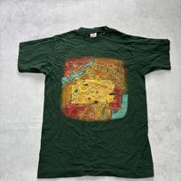 Vintage T Shirt Mens Medium Green Single Stitch Graphic Print 90s USA Tourist (E L