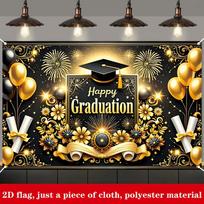 2D Happy Graduation Backdrop Photography Background 47.2x31.5inch/120*80cm