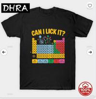 Can I Lick It Chemistry Teacher Science Day ShortSleeved Crew Neck TShirt with Cute Pattern Womens Top Summer Streetwear S