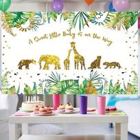 2D Jungle Animals Baby Shower Photography Background 47.2x31.5inch/120*80cm