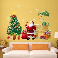 Kids Bedroom Wall Sticker Vibrant Christmas Tree Santa Claus Window Decal Vinyl Art