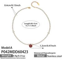 European & American Water Drop Agate Pendant Faux Pearl Beaded Necklace - Light Luxury Fashion Clavicle Chain
