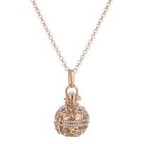 Rhinestone Lantern Incense Burner Cage Necklace - European & American Style šviesi rožinė aukso spalva
