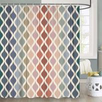 Mid Century Shower Curtain, Aesthetic Abstract Geometric Mid Century Shower Curta, Teal Retro Grid Starbursts 1950S 1960S MCM (as the picture,W90xH180cm-35x70in)