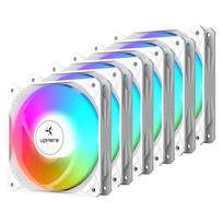 upHere ARGB 120mm PC Case Fans, 6-pin connector, Silent, High Performance, 5V 3-pin ARGB, Motherboard AURA Sync Sync, Fan Hub + Remote, 6 Fans per