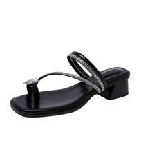 Women's Summer Square Heel Slides - 2025 French Style, Versatile, Lightweight & Comfortable Slip-on Fairy Shoes 36