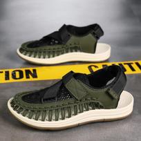Men's Summer Roman Sandals - Non-slip Velcro Driving, Hand-woven Water Crossing Beach Flip-flops 40