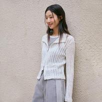 Lap Women S Scalloped Ribbed Zip Cardigan aS2kg563 BK (black)/FF
