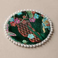 Elegant Pearls Edge Coaster Cloth Teapot Mat Flower Brocade Cup Mat  Drinkware Accessories Style 2