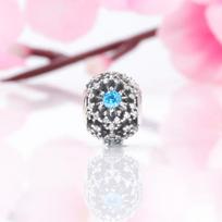 Azure Snowflake S925 Sterling Silver Bracelet with Diamond-Inlaid Beads - DIY Gift Accessory for Women