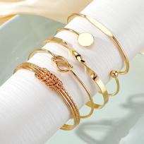 European Fashion Geometric Knotted Layered Bracelet Set auksas