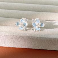 Real Gold-Plated Zircon Oil Drop Flower Pearl Ear Clip for Women Without Pierced Ears - Light Luxury Earring