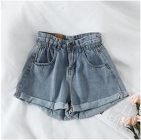 High-waisted Loose Hong Kong-style Retro Wide-leg Pants Denim Shorts Women's Summer All-match Curling Casual Hot Pants Women's Clothing XS šviesiai mėlyna spalva
