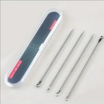 4pcs Blackhead Needle Set for Skin Care: Pimple Blemish Pore Cleanser, Portable Reusable Facial Cleaning Tools - Acne Care sidabras