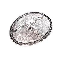 [ZYAS]Silver Long horn Texas Bull Belt Buckle Cowboy Western Metal Alloy Buckles