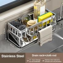 Stainless Steel Sink Drying Rack Multifunctional Large Capacity Drainage Rack Space Saving Kitchen Sink Organizer
