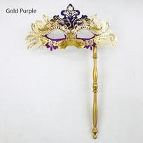 Phoenix Tail Flower Masquerade Mask with Holding Stick Detachable Costume Mask Venetian Women Party Masks Night Club
