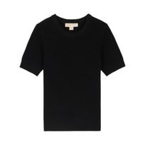Michael Kors Knitted Solid Color Round Neck Short Sleeve Sweater Women sweater Black MF4612JF2G-0001 M