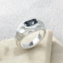 Spain NOde50 Crystal Light Ring: Exquisite French Retro Jewelry Size 6 sidabras