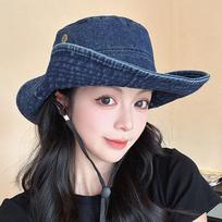 Portable Western Cowboy Summer Bucket Hat Large Brim Sun Protection Mountaineering Caps Anti-UV Breathable Sun Hat Fishing